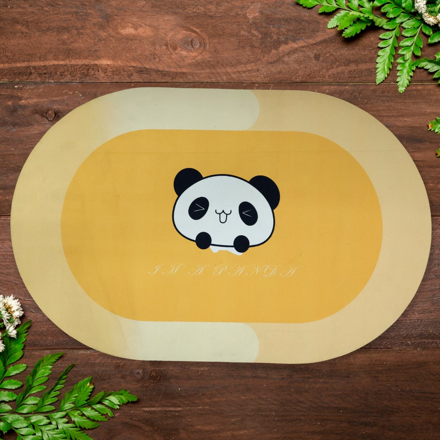panda printed bath rug