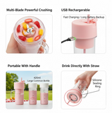 Portable Crusher Juicer With Handle & Straw, USB Rechargeable Multi Blades (420 ML)