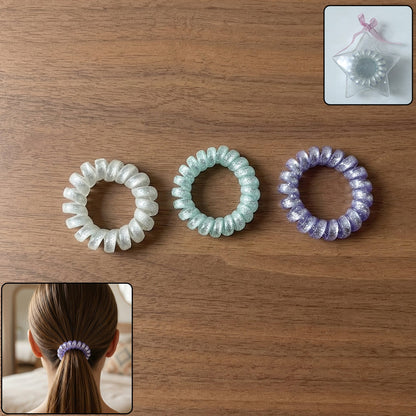 glitter spiral coil hair ties