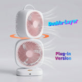 Portable Dual Head USB Rechargeable Table Fan (1 Pc)
