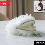 Fluffy small coin wallet product shot