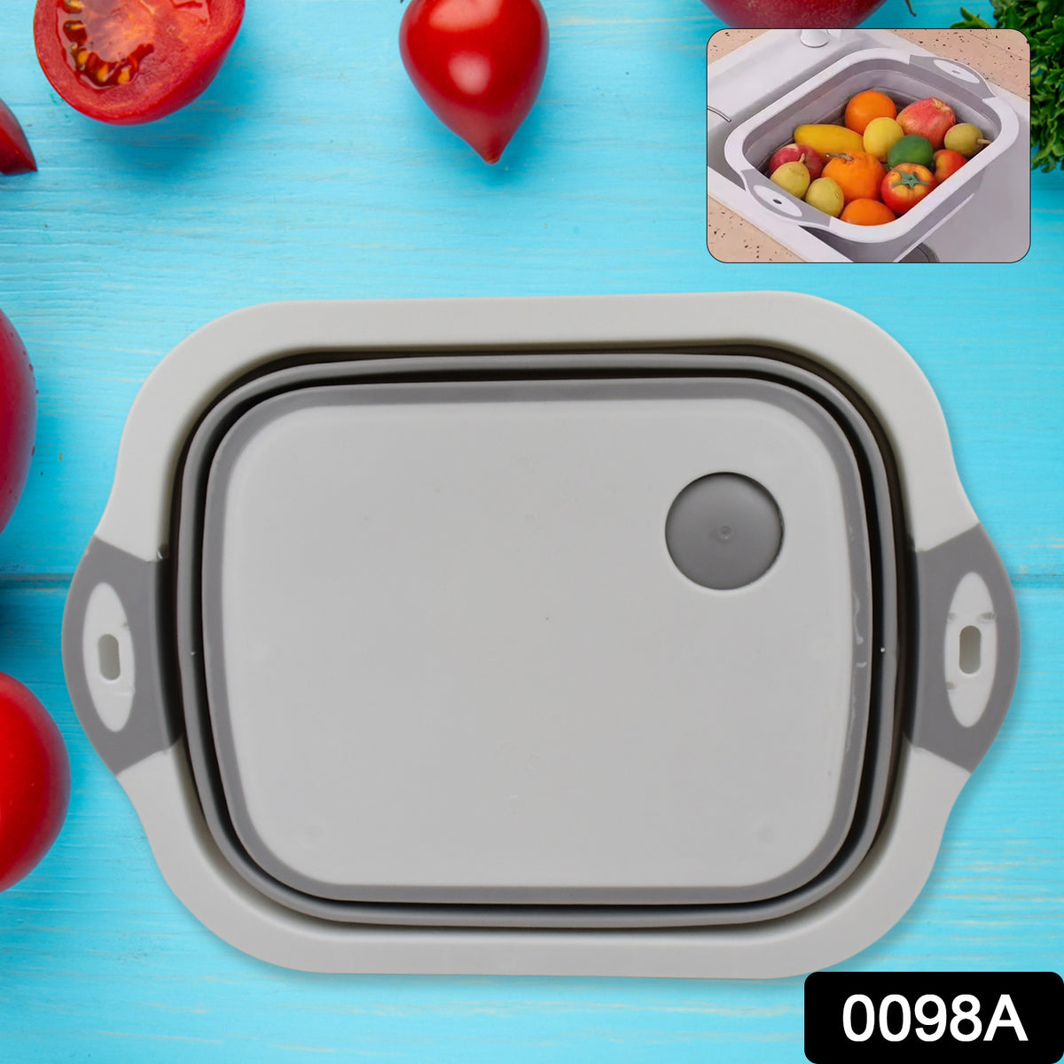 0098a Collapsible Cutting Board With Dish Tub Basket