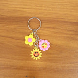 Cute Flower & Smiley Face Cartoon Keychain (1 Pc)