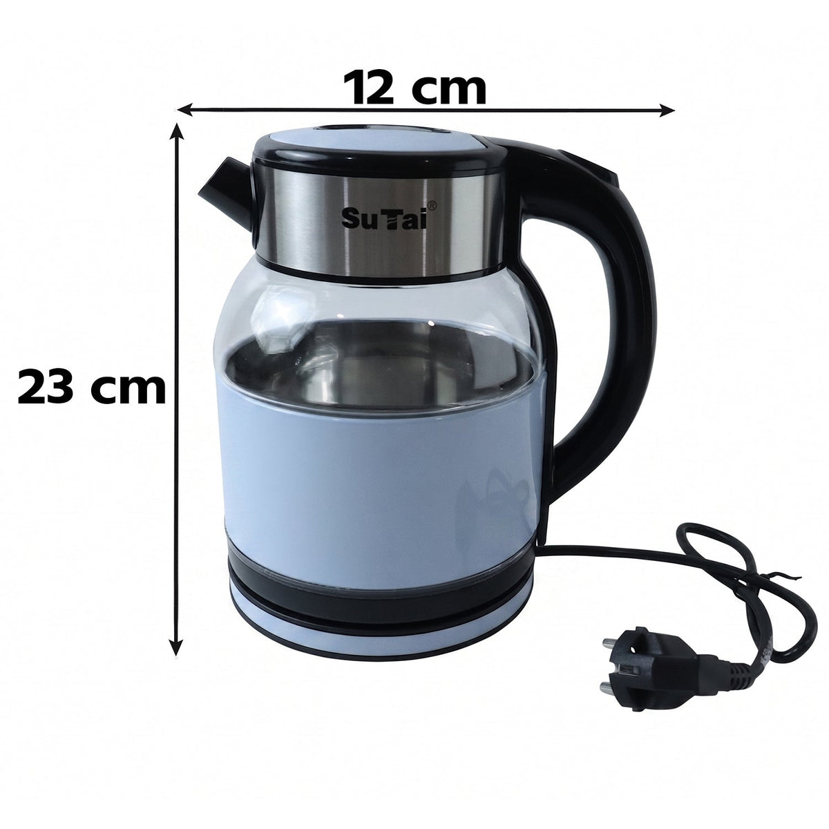 Suta Electric Glass Kettle 2 Litre Stainless Steel Hot Water Boiler For Tea (1 Pc)