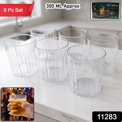 Premium Transparent Drinking Glass Set (6 Pc Set 300 Ml Approx)