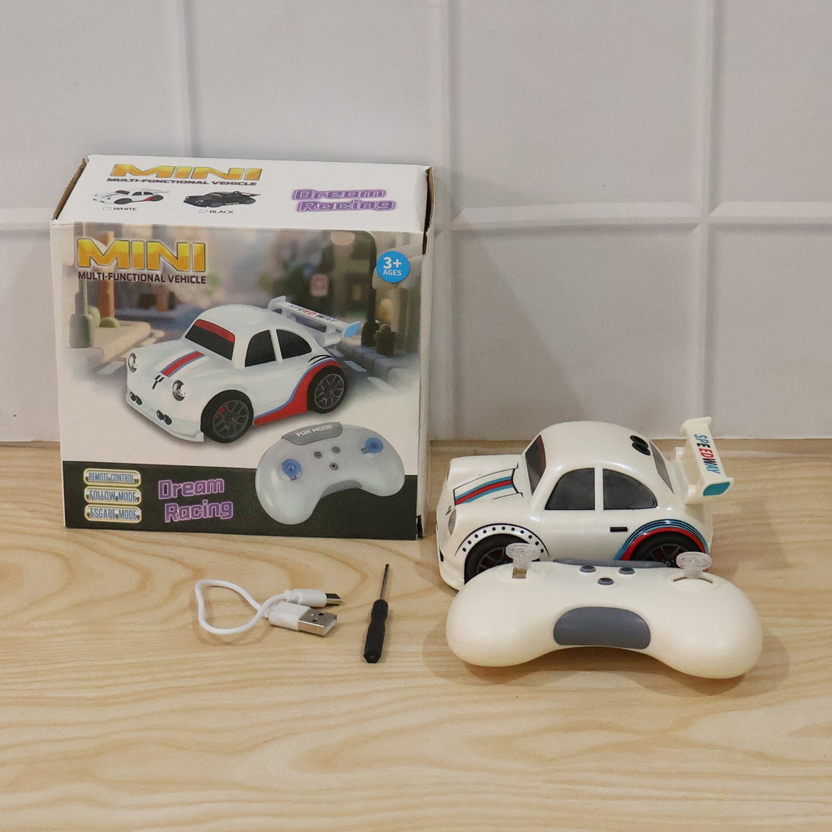 Mini Rc Racing Car Toy With Remote Control Rechargeable For Kids (1 Set)