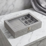 Premium Velvet Jewellery Organizer Box with Transparent Lid