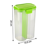 Plastic 2 Sections Air Tight Transparent Food Grain Cereal Storage Container (2 ltr)